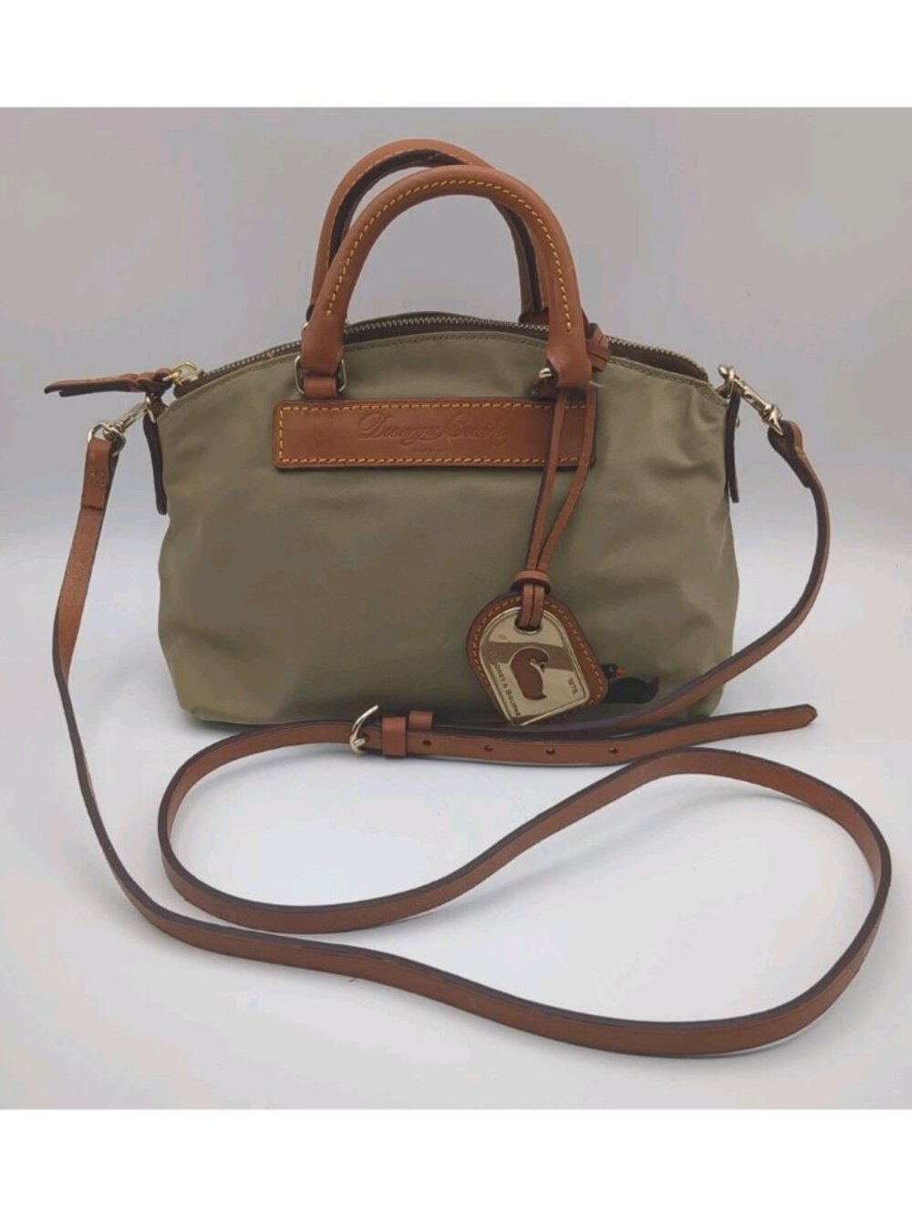 Dooney & Bourke Tan Nylon Vacchetta Leather Mini Juliette Satchel Crossbody